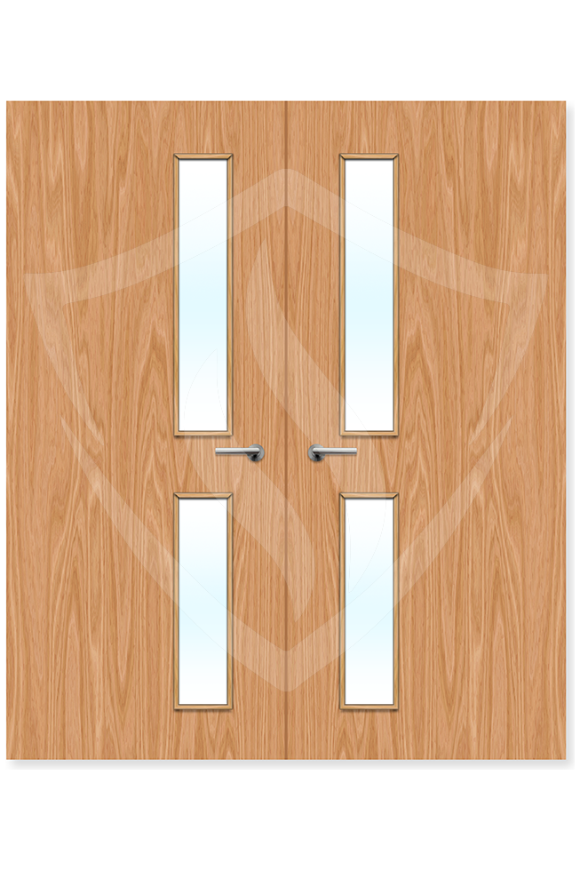 Premier Internal Beech Veneer 16g Glazed Double Fd30 fire 1981 x 762mm / 6ft 6" x 2ft 6" / Clear Glass / Beech Veneer Premier Fire Doors