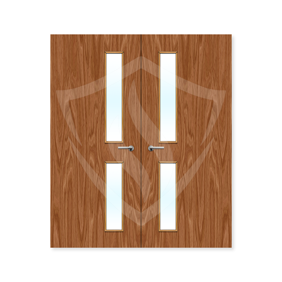 Premier External Plywood Paint Grade 16g Glazed Double Fd30 Up to 2135mm x 915mm x 44mm / Clear Glass / Plywood Premier Fire Doors
