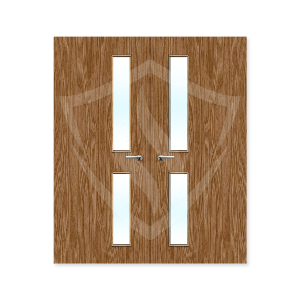 Premier Internal Walnut Veneer 16g Glazed Double Fd60 fire Clear Glass / 1981 x 762mm / 6ft 6" x 2ft 6" / Walnut Veneer Premier Fire Doors