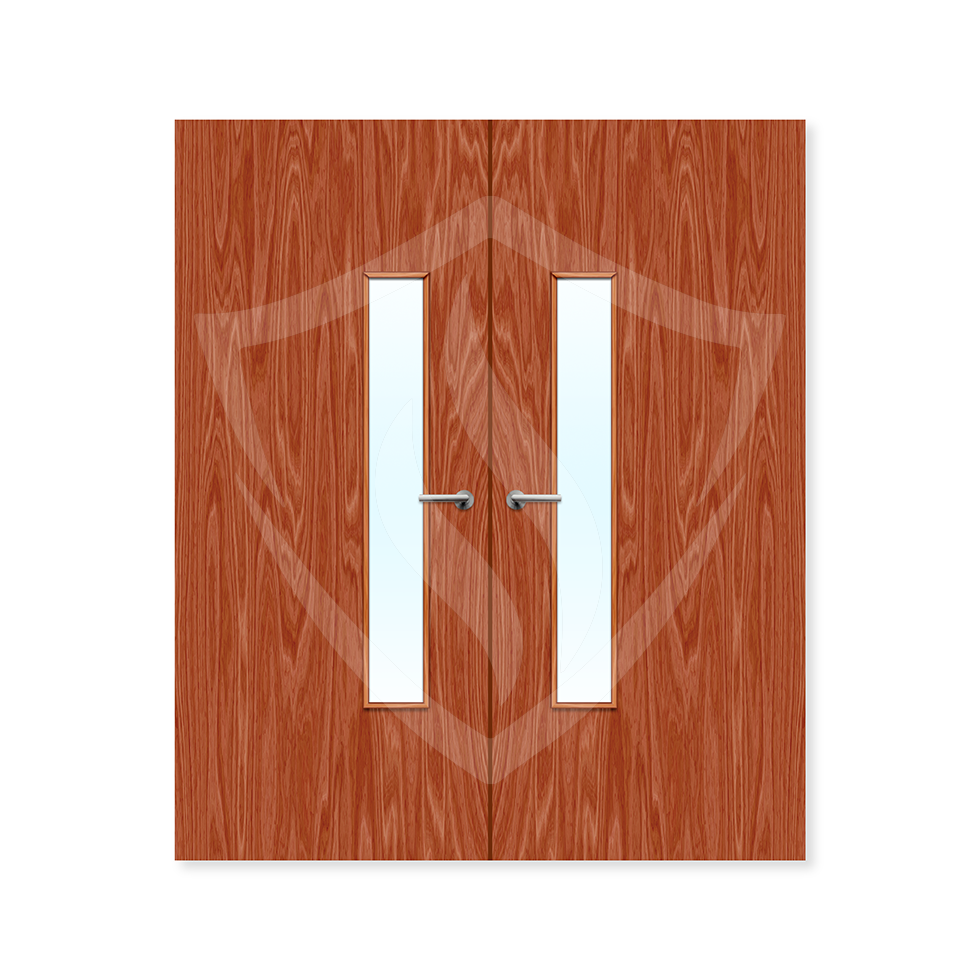 Premier Internal Sapele Veneer 18g Glazed Double Fd60 fire Clear Glass / 1981 x 762mm / 6ft 6" x 2ft 6" / Sapele Veneer Premier Fire Doors