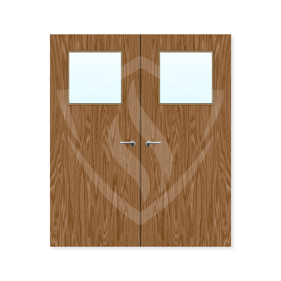 Premier Internal Walnut Veneer 1g Glazed Double Fd30 fire 1981 x 762mm / 6ft 6" x 2ft 6" / Clear Glass / Walnut Veneer Premier Fire Doors