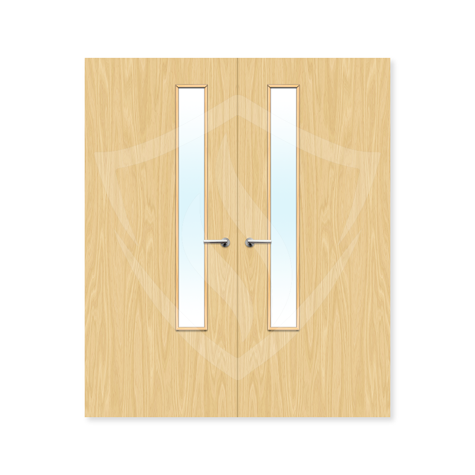 Premier Internal Ash Veneer 20g Glazed Double Fd30 fire Door Clear Glass / 1981 x 762mm / 6ft 6" x 2ft 6" / Ash Veneer Premier Fire Doors