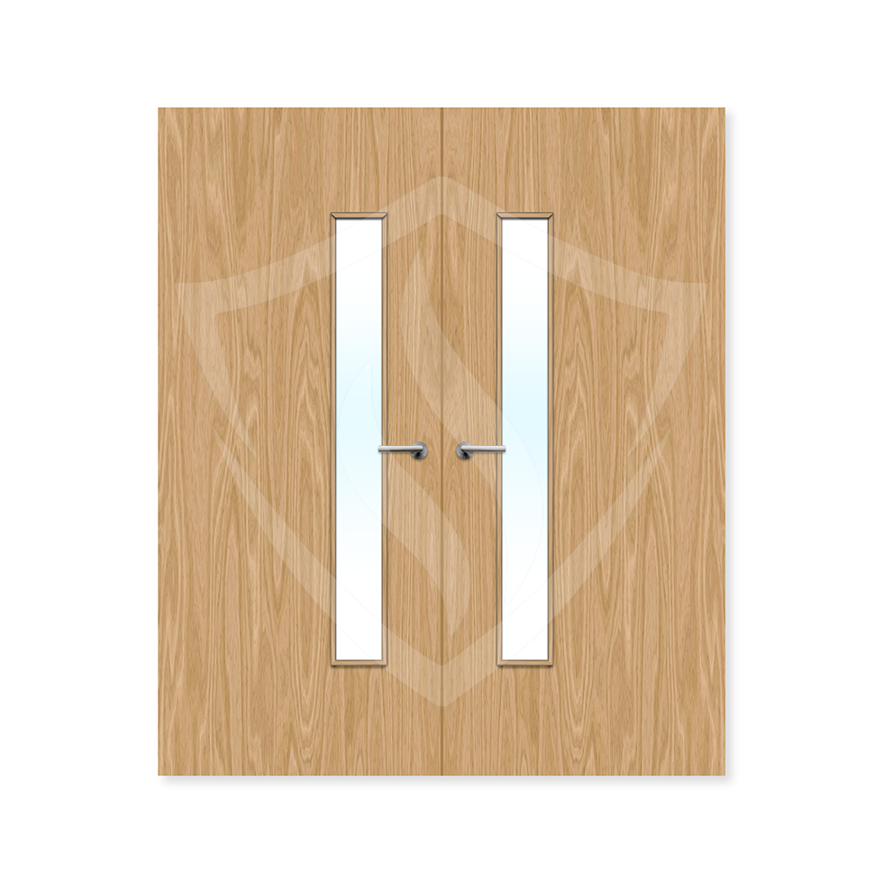 Premier Internal Oak Veneer 25g Glazed Double Fd30 fire Door Clear Glass / 1981 x 762mm / 6ft 6" x 2ft 6" / Oak Veneer Premier Fire Doors