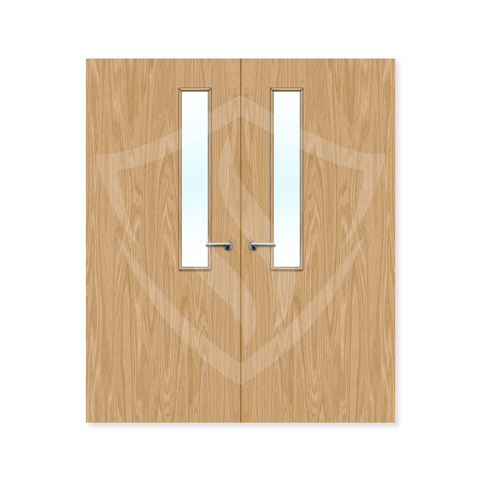 Premier Internal Oak Veneer 7g Glazed Double Fd30 fire Door 1981 x 762mm / 6ft 6" x 2ft 6" / Clear Glass / Oak Veneer Premier Fire Doors
