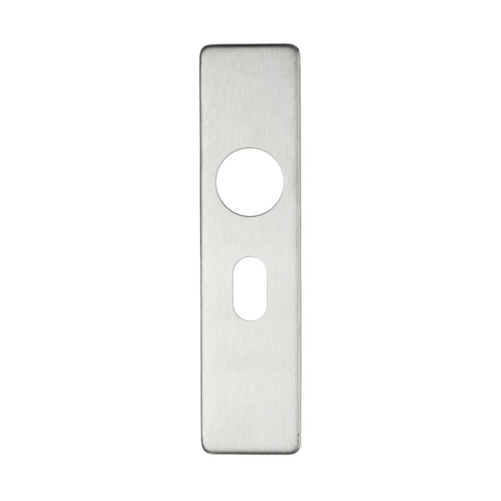 Cover plate for 19 mm RTD Lever on Short Backplate - Oval Profile 48.5mm - 45mm x 180mm | Premier Fire Doors Polished Stainless Premier Fire Doors