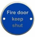 Blue round fire door keep shut safety sign for internal fire resisting doors