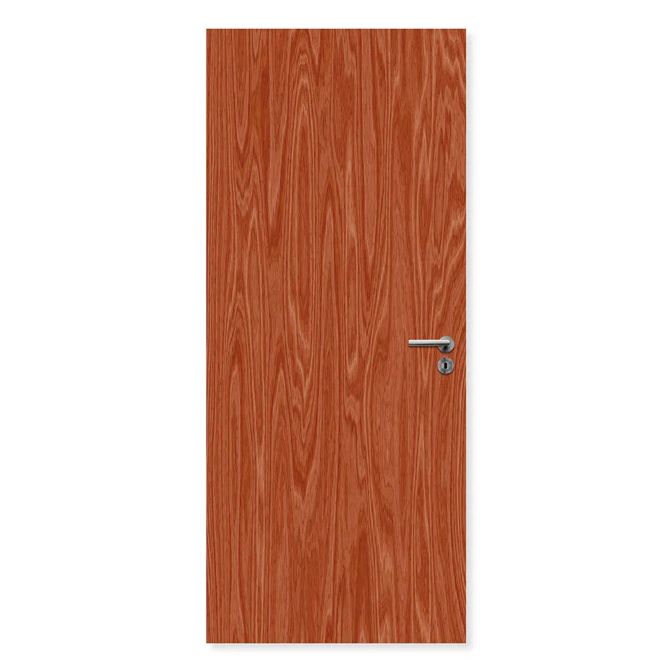 Single flush sapele wood fire door with modern handle, FD30 internal fire rated door