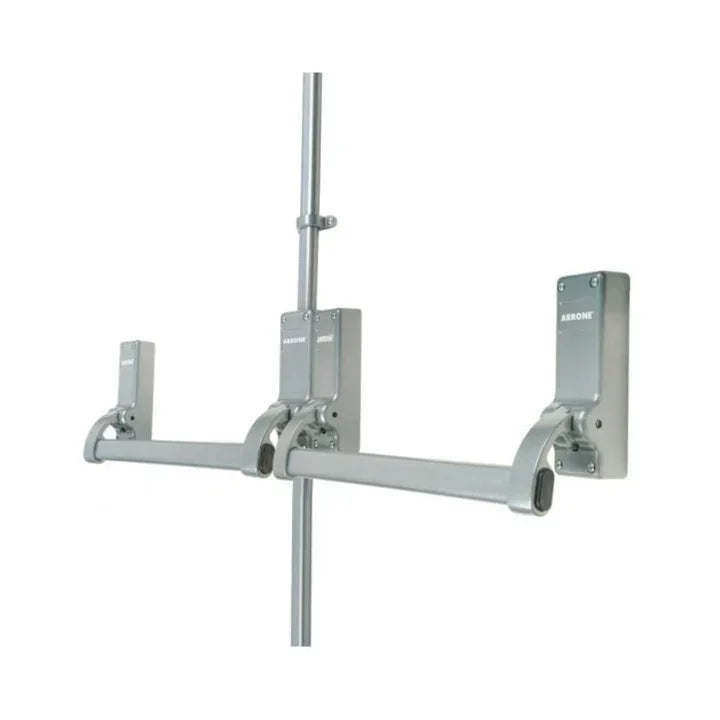 Double panic bolt fire door hardware set in silver finish for emergency exit doors