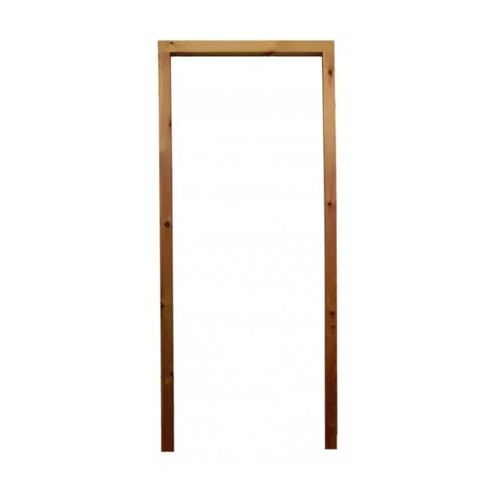 Single hardwood external fire door frame without cill, FD60 rated, on white background