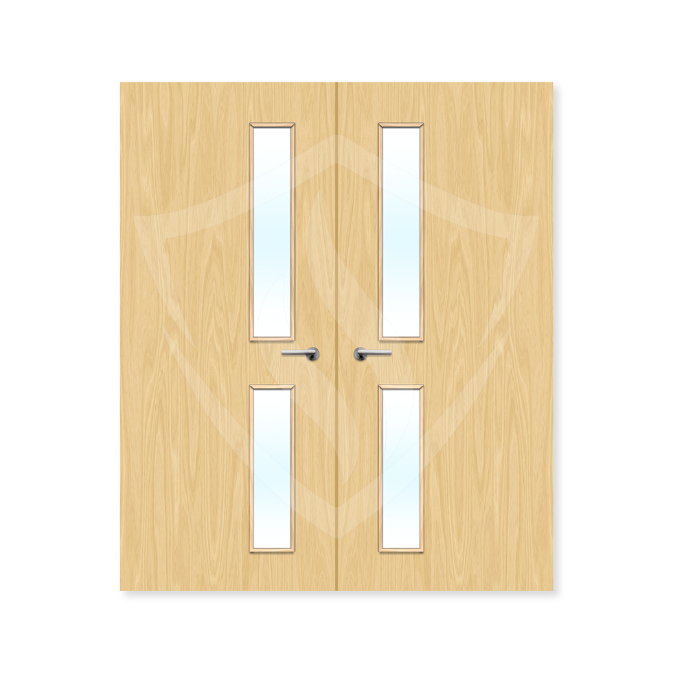 Premier Internal Ash Veneer 16g Glazed Double Fd60 fire Door Clear Glass / 1981 x 762mm / 6ft 6" x 2ft 6" / Ash Veneer Premier Fire Doors