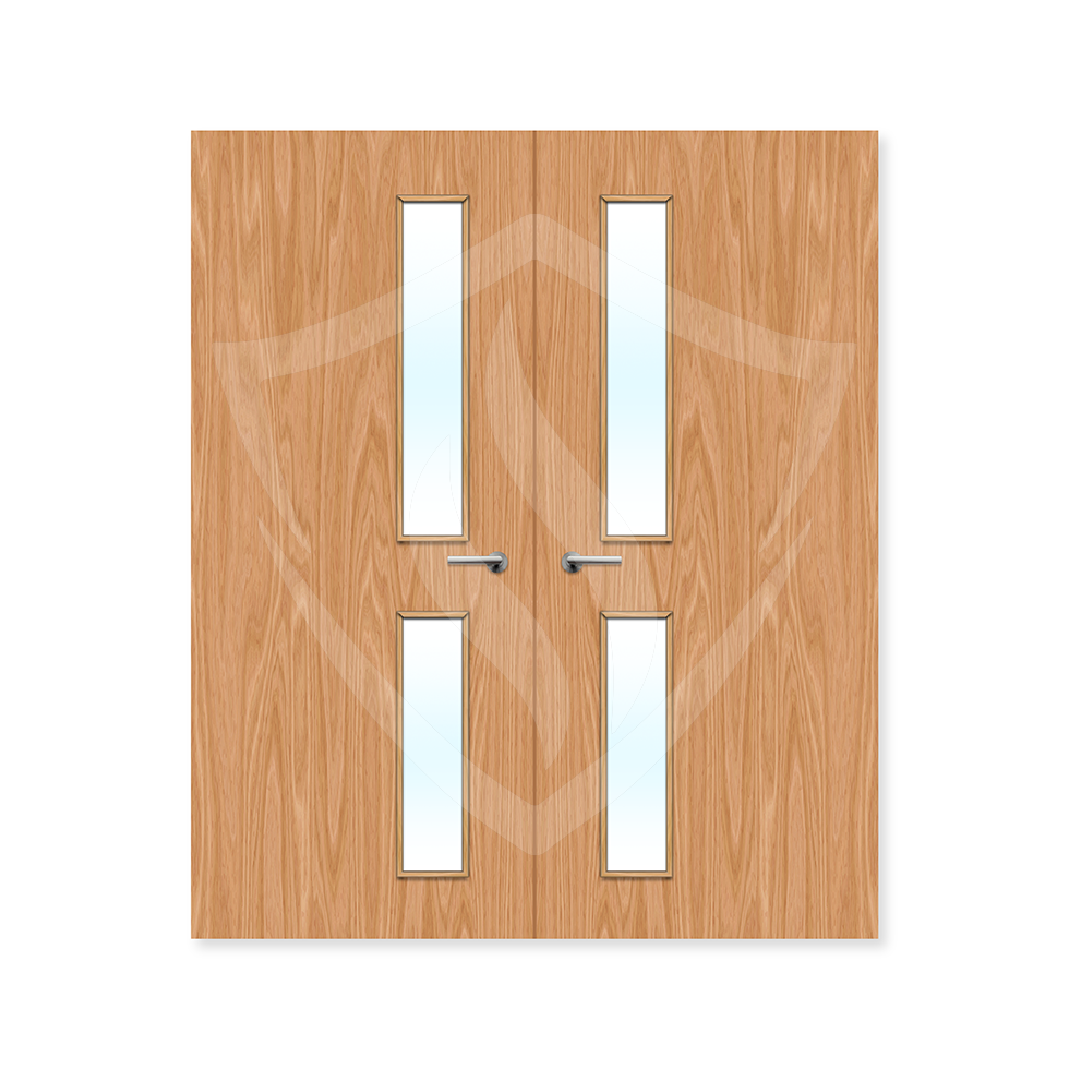 Premier Internal Beech Veneer 16g Glazed Double Fd60 fire Clear Glass / 1981 x 762mm / 6ft 6" x 2ft 6" / Beech Veneer Premier Fire Doors