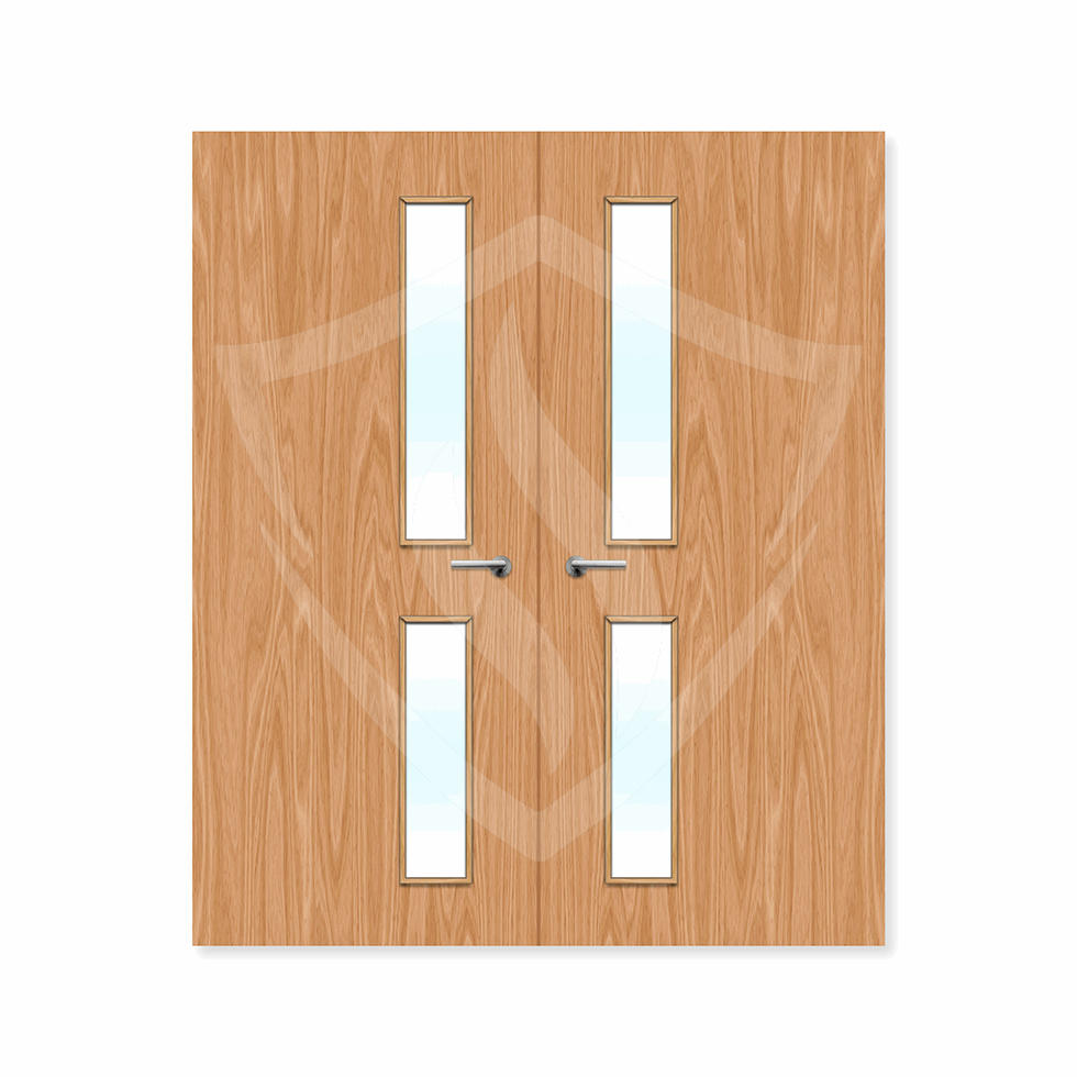 Internal Bespoke Beech Veneer 16g Glazed Double Fd30 fire Clear Glass / Beech Veneer / Up to 2135mm x 915mm x 44mm Premier Fire Doors