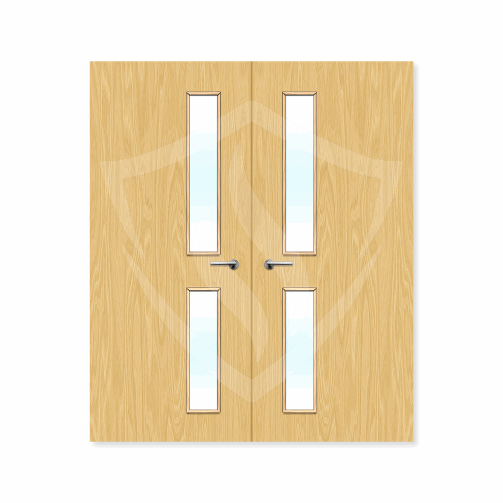 Internal Bespoke Koto Veneer 16g Glazed Double Fd30 fire Clear Glass / Koto Veneer / Up to 2135mm x 915mm x 44mm Premier Fire Doors