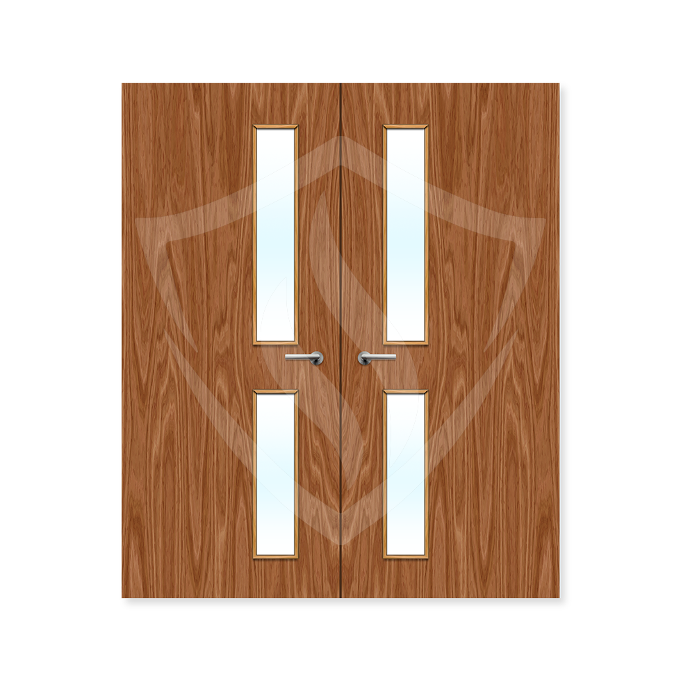 Premier Internal Plywood Paint Grade 16g Glazed Double Fd30 1981 x 762mm / 6ft 6" x 2ft 6" / Clear Glass / Plywood Premier Fire Doors