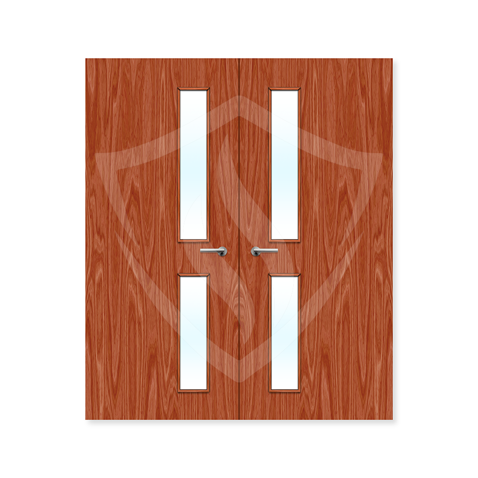 Premier Internal Sapele Veneer 16g Glazed Double Fd60 fire Clear Glass / 1981 x 762mm / 6ft 6" x 2ft 6" / Sapele Veneer Premier Fire Doors