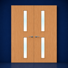 Premier Internal Primed 16G FD30 Double Fire Door glazing design