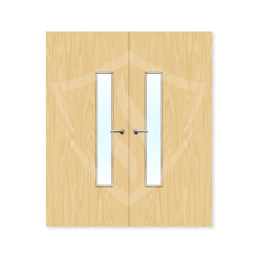 Premier Internal Ash Veneer 18g Glazed Double Fd60 fire Door Clear Glass / 1981 x 762mm / 6ft 6" x 2ft 6" / Ash Veneer Premier Fire Doors