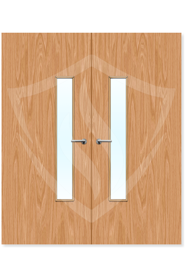 Premier Internal Beech Veneer 18g Glazed Double Fd30 fire 1981 x 762mm / 6ft 6" x 2ft 6" / Clear Glass / Beech Veneer Premier Fire Doors