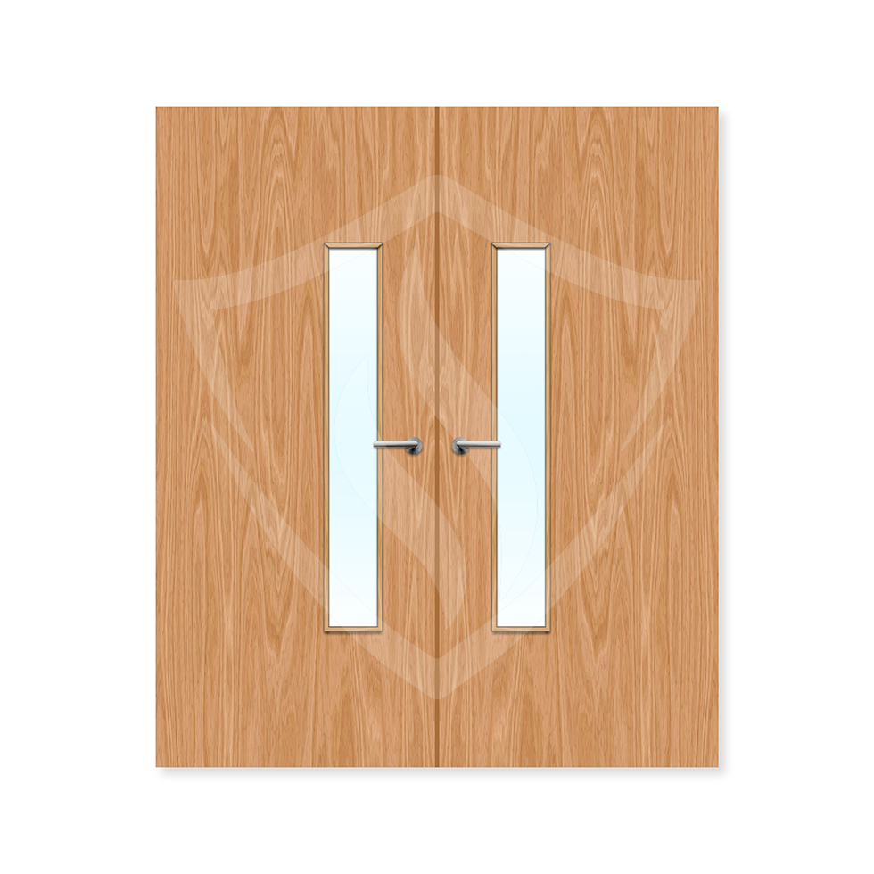 Premier Internal Beech Veneer 18g Glazed Double Fd60 fire 1981 x 762mm / 6ft 6" x 2ft 6" / Clear Glass / Beech Veneer Premier Fire Doors