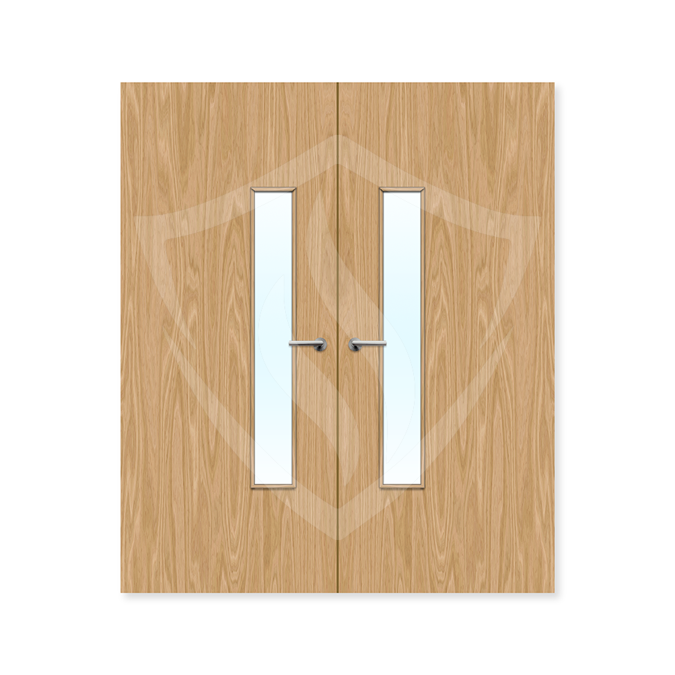 Premier Internal Oak Veneer 18g Glazed Double Fd60 fire Door Clear Glass / 1981 x 762mm / 6ft 6" x 2ft 6" / Oak Veneer Premier Fire Doors