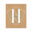 Internal Bespoke Oak Veneer 18g Glazed Double Fd30 fire Door Clear Glass / Oak Veneer / Up to 2135mm x 915mm x 44mm Premier Fire Doors