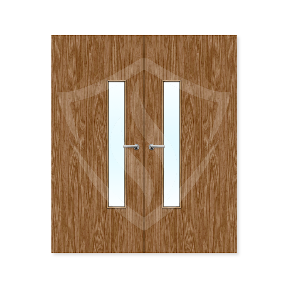 Premier Internal Walnut Veneer 18g Glazed Double Fd30 fire Clear Glass / 1981 x 762mm / 6ft 6" x 2ft 6" / Walnut Veneer Premier Fire Doors