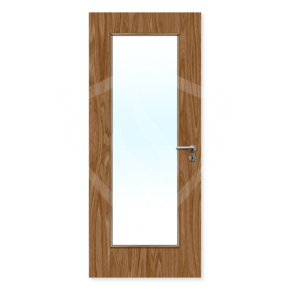 Premier Internal Bespoke Walnut Veneer 19g (pattern 10) Clear Glass / Walnut Veneer / Up to 2135mm x 915mm x 44mm Premier Fire Doors