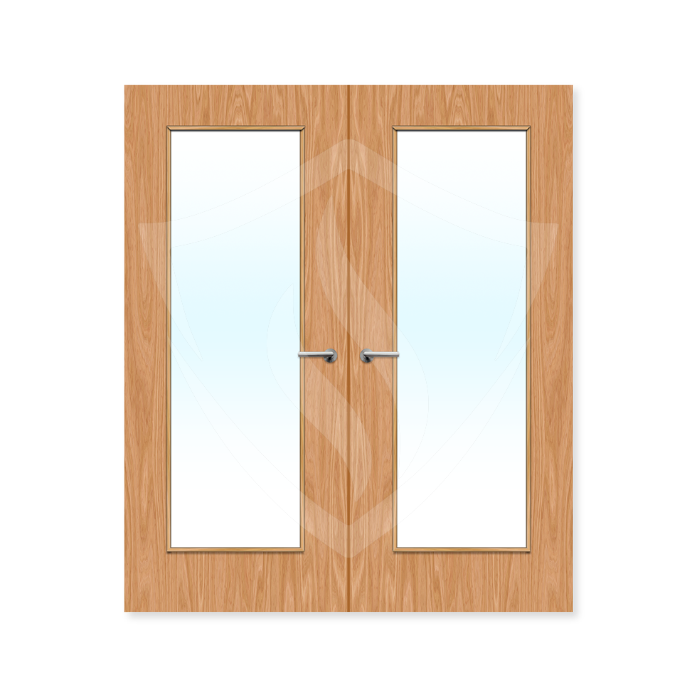 Premier Internal Bespoke Beech Veneer 19g (pattern 10) Clear Glass / Beech Veneer / Up to 2135mm x 915mm x 44mm Premier Fire Doors