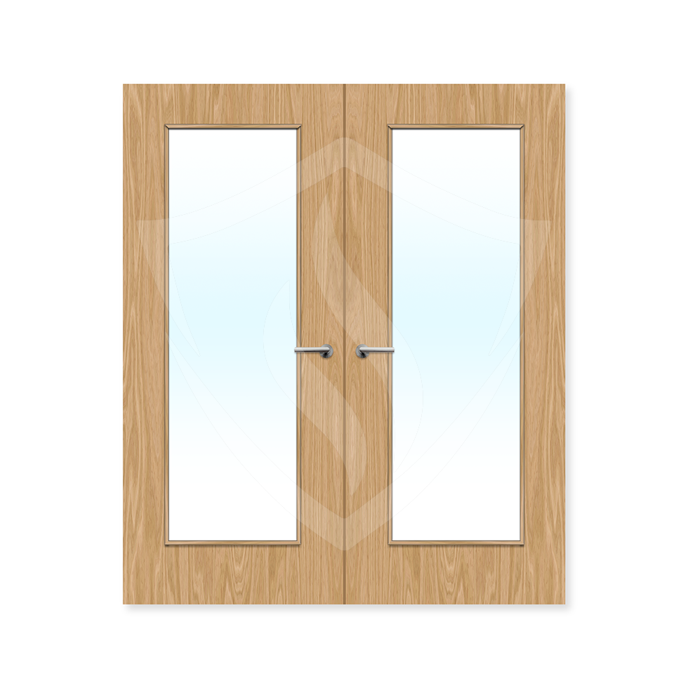 Premier Internal Bespoke Oak Veneer 19g (pattern 10) Glazed Clear Glass / Oak Veneer / Up to 2135mm x 915mm x 44mm Premier Fire Doors