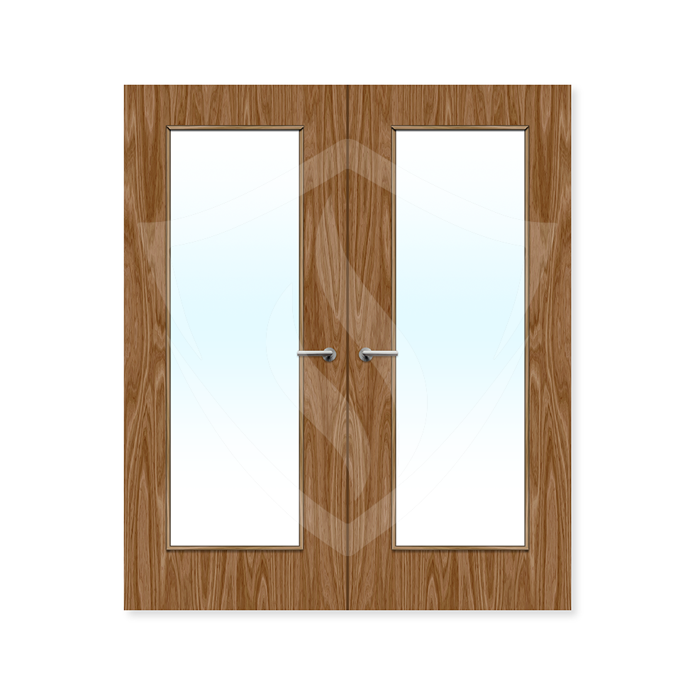 Premier Internal Bespoke Walnut Veneer 19g (pattern 10) Clear Glass / Walnut Veneer / Up to 2135mm x 915mm x 44mm Premier Fire Doors