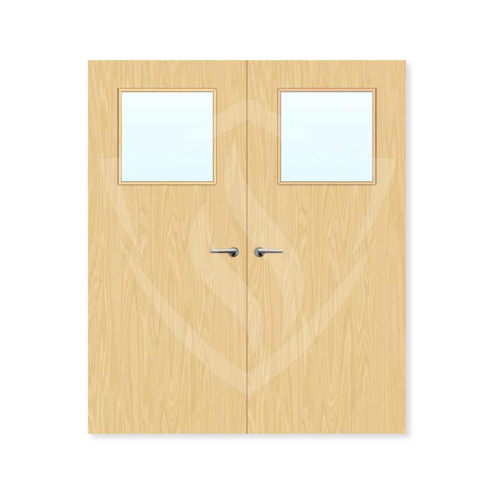 Premier Internal Ash Veneer 1g Glazed Double Fd60 fire Door Clear Glass / 1981 x 762mm / 6ft 6" x 2ft 6" / Ash Veneer Premier Fire Doors