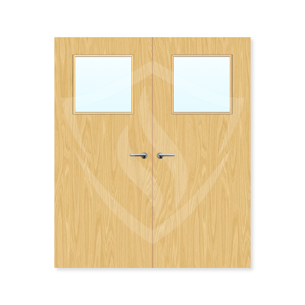 Premier Internal Koto Veneer 1g Glazed Double Fd30 fire Door Clear Glass / Koto Veneer / 1981 x 762mm / 6ft 6" x 2ft 6" Premier Fire Doors