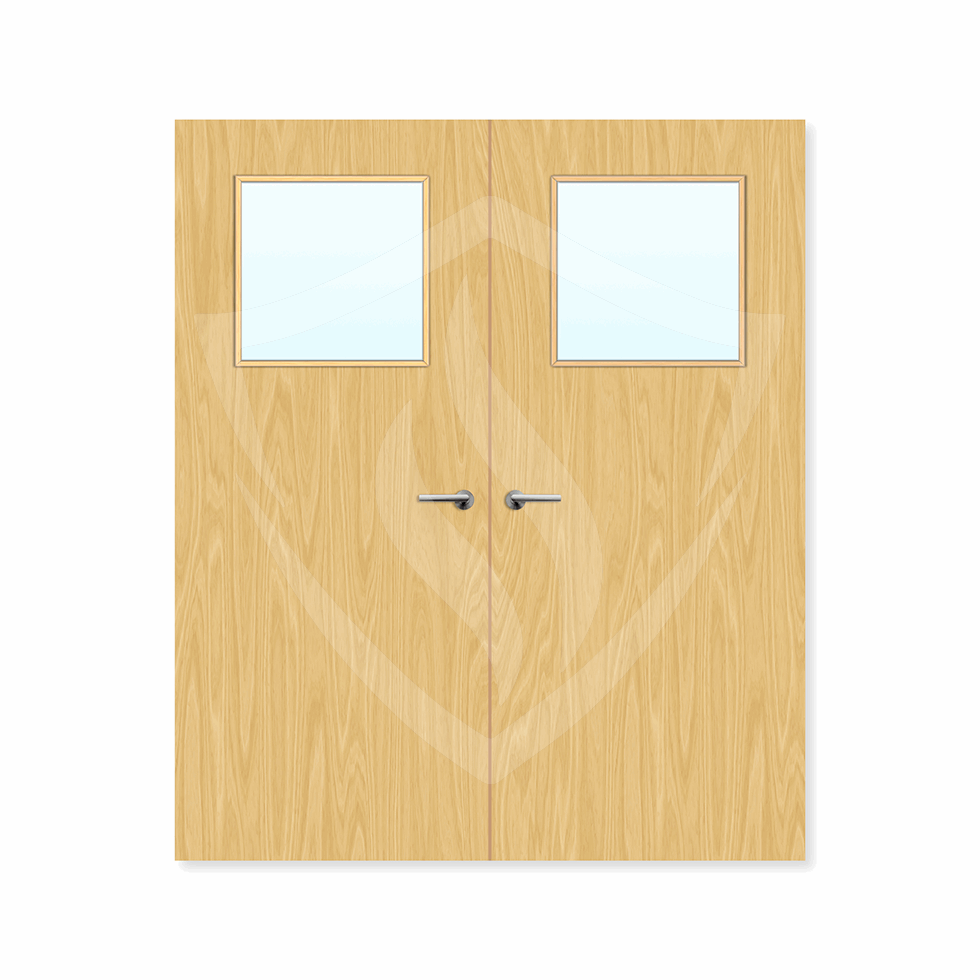Internal Bespoke Koto Veneer 1g Glazed Double Fd30 fire Door Clear Glass / Koto Veneer / Up to 2135mm x 915mm x 44mm Premier Fire Doors