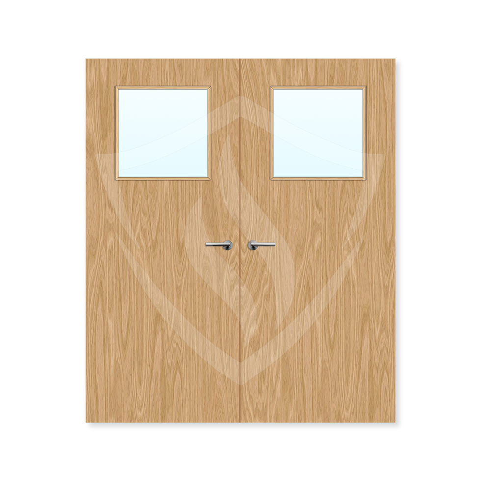 Premier Internal Oak Veneer 1g Glazed Double Fd60 fire Door 1981 x 762mm / 6ft 6" x 2ft 6" / Clear Glass / Oak Veneer Premier Fire Doors