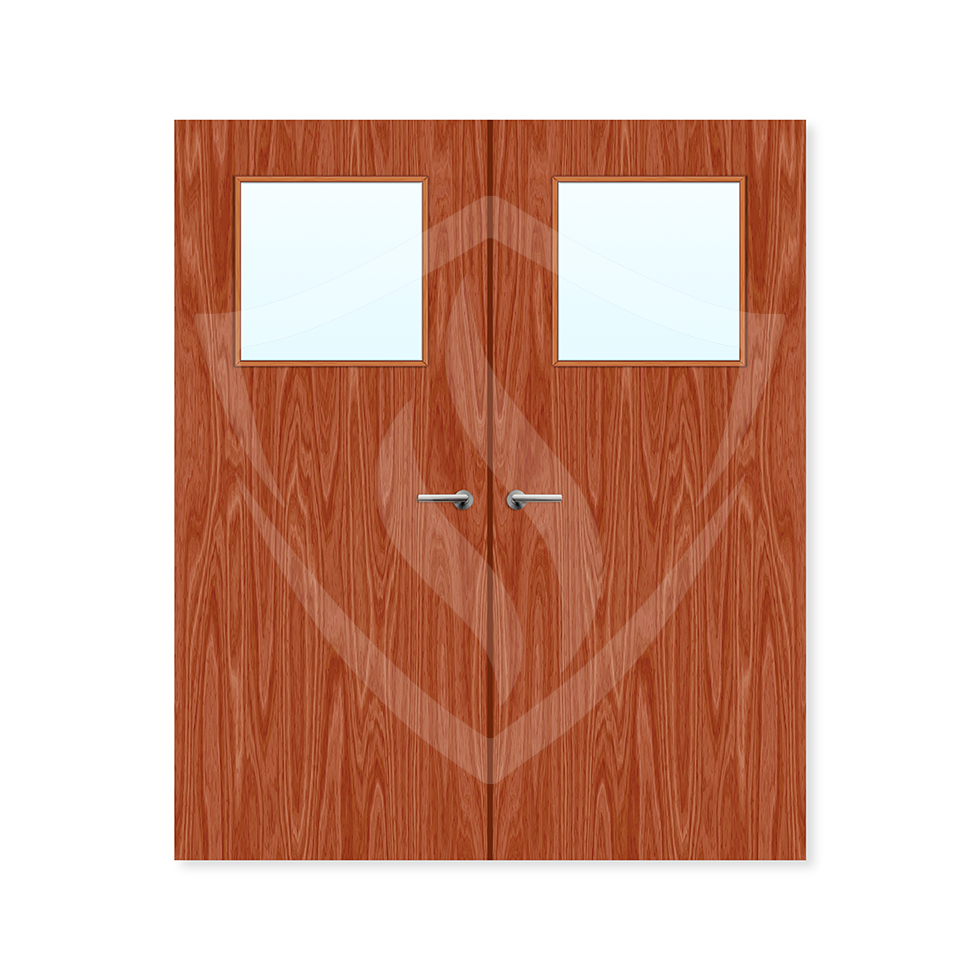 Premier Internal Sapele Veneer 1g Glazed Double Fd60 fire Clear Glass / 1981 x 762mm / 6ft 6" x 2ft 6" / Sapele Veneer Premier Fire Doors