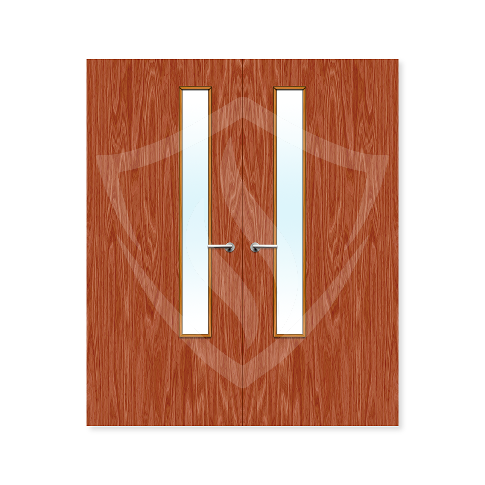 Premier Internal Sapele Veneer 20g Glazed Double Fd30 fire Clear Glass / 1981 x 762mm / 6ft 6" x 2ft 6" / Sapele Veneer Premier Fire Doors