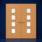 Premier Internal Primed 22G FD30 Double Fire Door glazing design