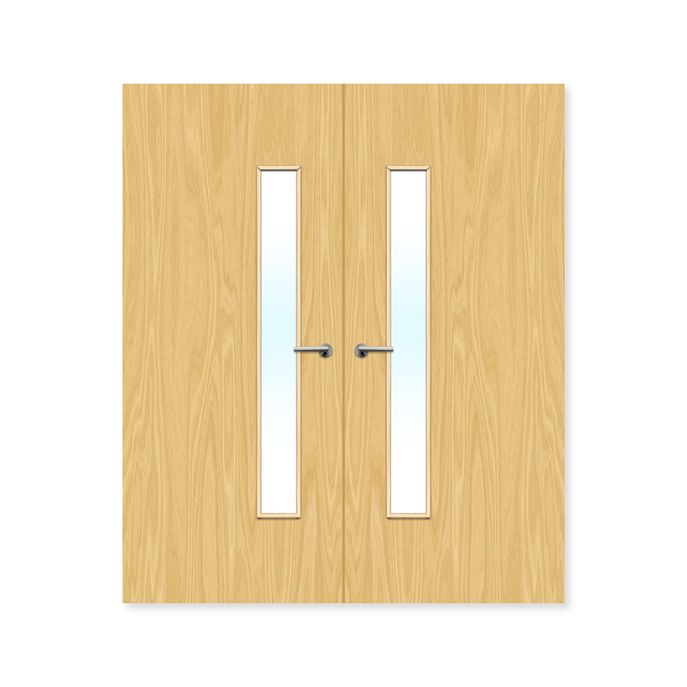 Internal Bespoke Koto Veneer 25g Glazed Double Fd30 fire Clear Glass / Koto Veneer Premier Fire Doors