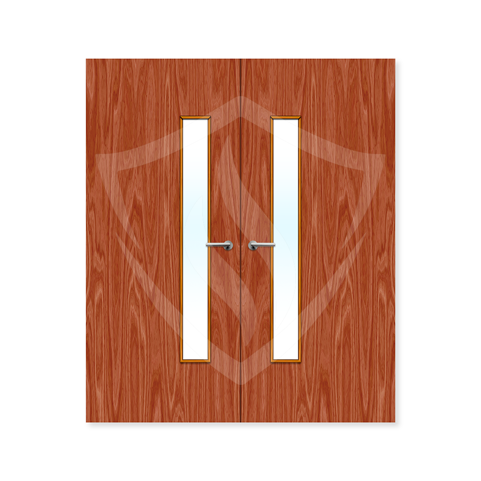 Premier Internal Sapele Veneer 25g Glazed Double Fd30 fire Clear Glass / 1981 x 762mm / 6ft 6" x 2ft 6" / Sapele Veneer Premier Fire Doors