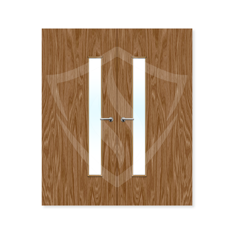 Premier Internal Walnut Veneer 25g Glazed Double Fd30 fire Clear Glass / 1981 x 762mm / 6ft 6" x 2ft 6" / Walnut Veneer Premier Fire Doors