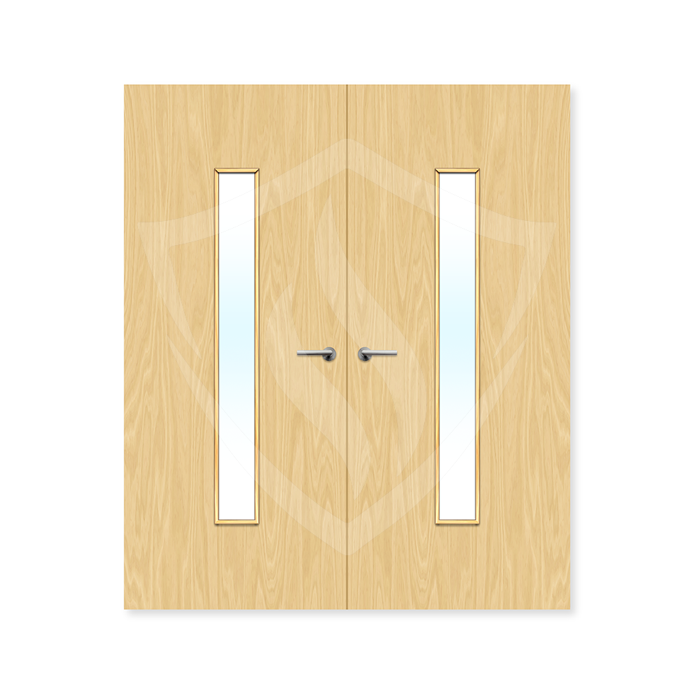 Premier Internal Ash Veneer 29g Glazed Double Fd30 fire Door 1981 x 762mm / 6ft 6" x 2ft 6" / Clear Glass / Ash Veneer Premier Fire Doors