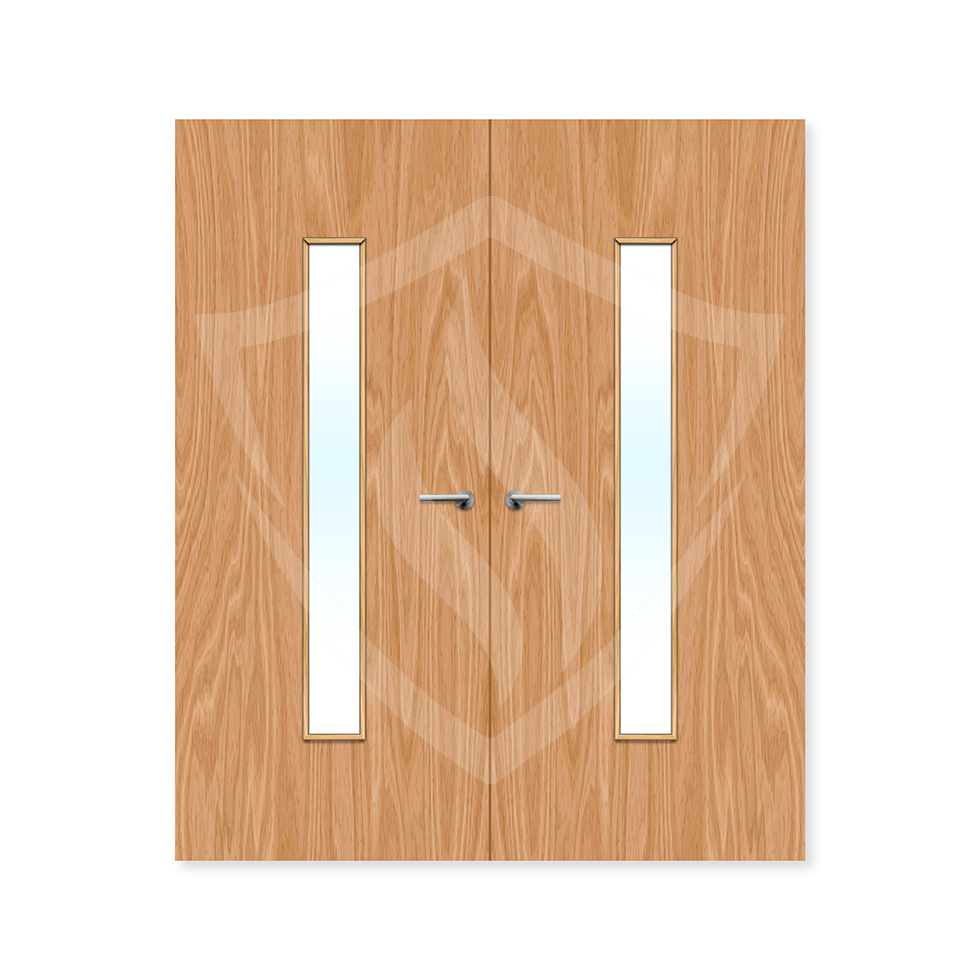 Premier Internal Beech Veneer 29g Glazed Double Fd60 fire 1981 x 762mm / 6ft 6" x 2ft 6" / Clear Glass / Beech Veneer Premier Fire Doors