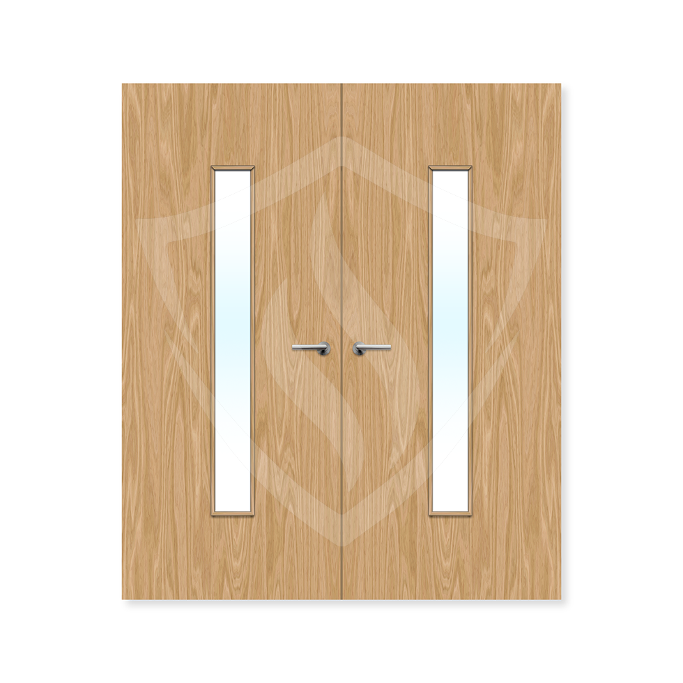 Premier Internal Oak Veneer 29g Glazed Double Fd60 fire Door 1981 x 762mm / 6ft 6" x 2ft 6" / Clear Glass / Oak Veneer Premier Fire Doors