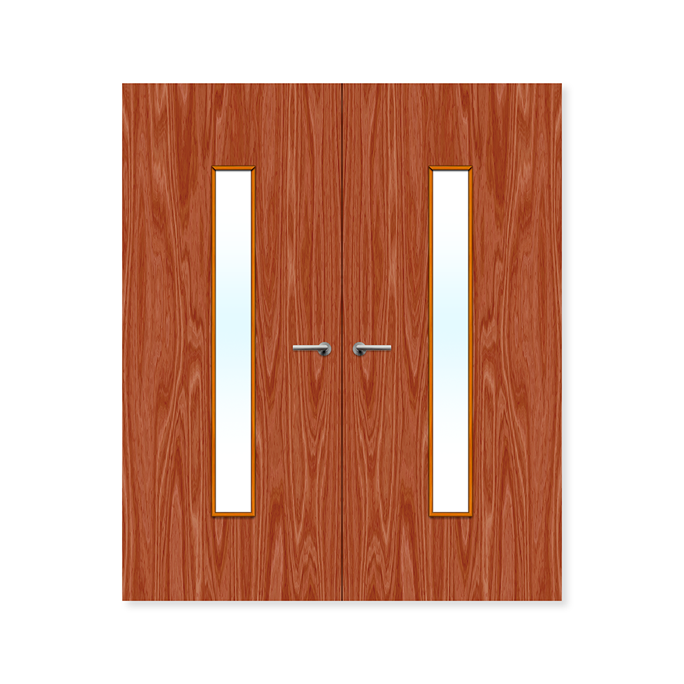 Internal Bespoke Sapele Veneer 29g Glazed Double Fd30 fire Clear Glass / Sapele Veneer / Up to 2135mm x 915mm x 44mm Premier Fire Doors