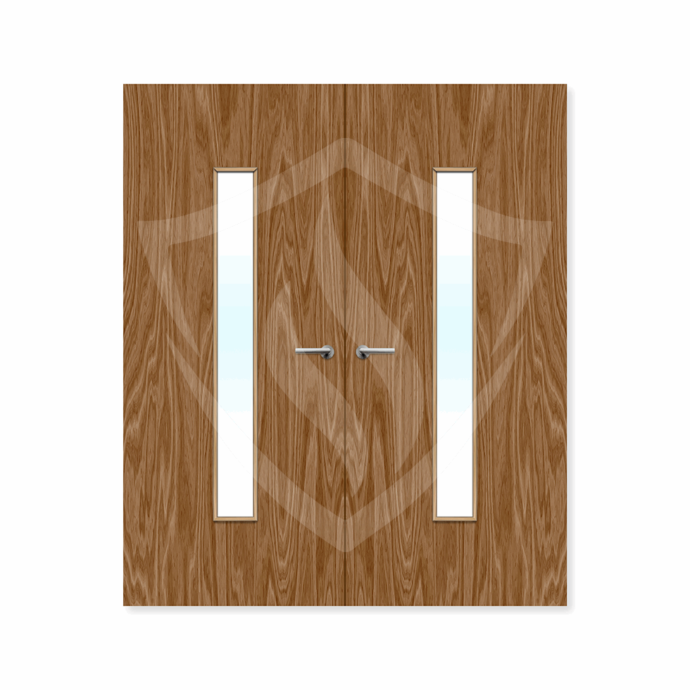Internal Bespoke Walnut Veneer 29g Glazed Double Fd30 fire Clear Glass / Walnut Veneer / Up to 2135mm x 915mm x 44mm Premier Fire Doors