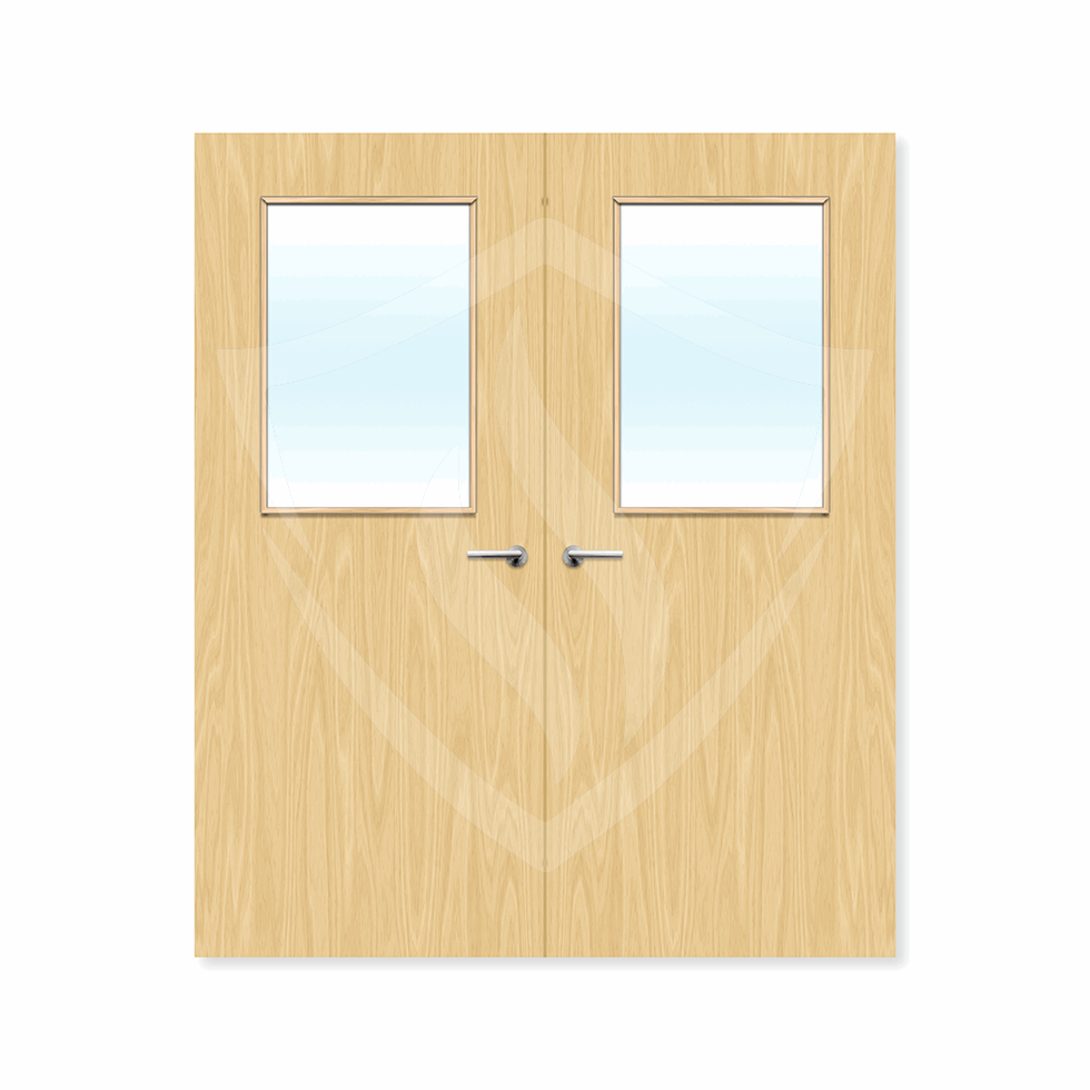 Internal Bespoke Ash Veneer 2g Glazed Double Fd30 fire Door Clear Glass / Ash Veneer / Up to 2135mm x 915mm x 44mm Premier Fire Doors