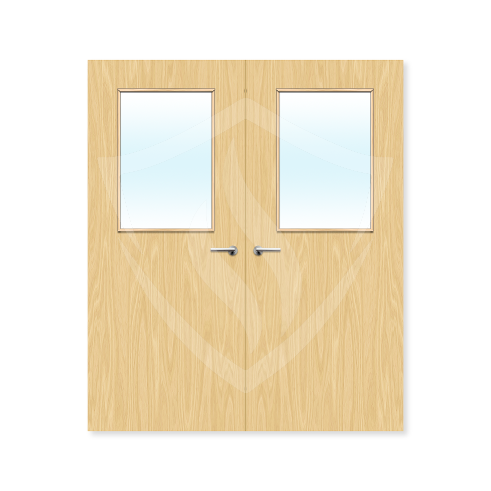 Premier Internal Ash Veneer 2g Glazed Double Fd60 fire Door Clear Glass / 1981 x 762mm / 6ft 6" x 2ft 6" / Ash Veneer Premier Fire Doors