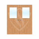 Internal Bespoke Beech Veneer 2g Glazed Double Fd30 fire GWPP / Up to 2135mmm x 915mm x 44mm Premier Fire Doors