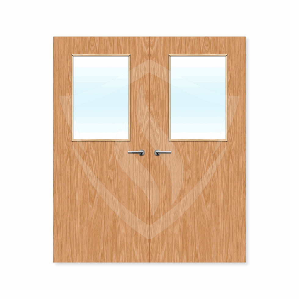 Internal Bespoke Beech Veneer 2g Glazed Double Fd30 fire GWPP / Up to 2135mmm x 915mm x 44mm Premier Fire Doors