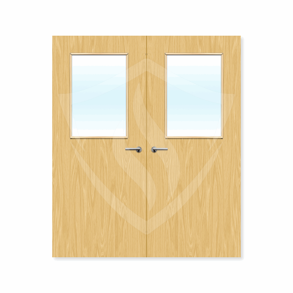 Internal Bespoke Koto Veneer 2g Glazed Double Fd30 fire Door Clear Glass / Koto Veneer / Up to 2135mm x 915mm x 44mm Premier Fire Doors